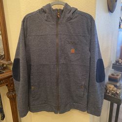 ROARK Men Blue Zipped Elbow Patch Hoodie Jacket Size Medium