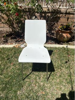 White Molded Side Chair with Chrome Legs