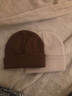 Simple brown and khaki beanies