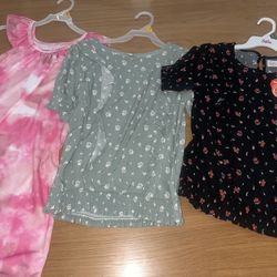 Girls 10/12 Bundle Shirts And Night Gown 