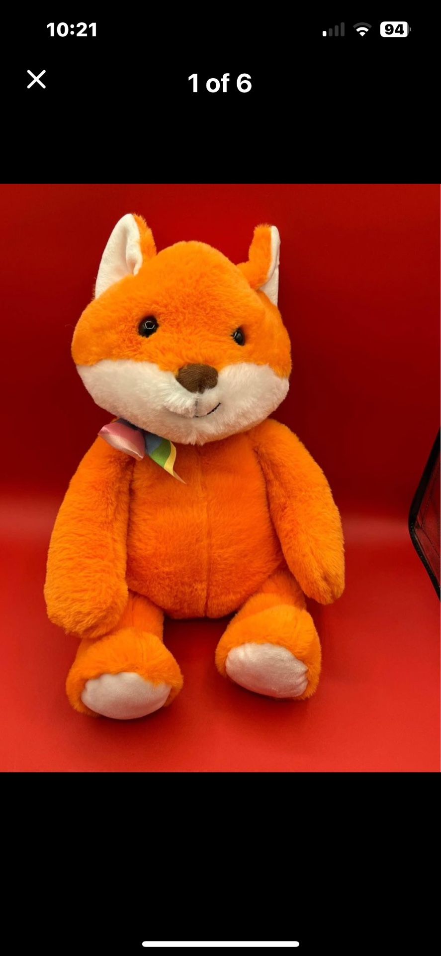 Kellytoy Orange And White Fox Stuffed Animal 