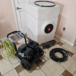 CAR WASH EQUIPMENT TANK WATER 100 GAL,PRESSURE WASHER WITH HOSE AND GUN GASOLINE,EXTRA HOSE PRESURE WASHER,EVERYTHING WORKS GREAT, YOU CAN TEST IT BEF