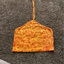 Orange Crop Halter Style Top