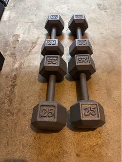 (2) 20 lb & (2) 25 lb dumbbells