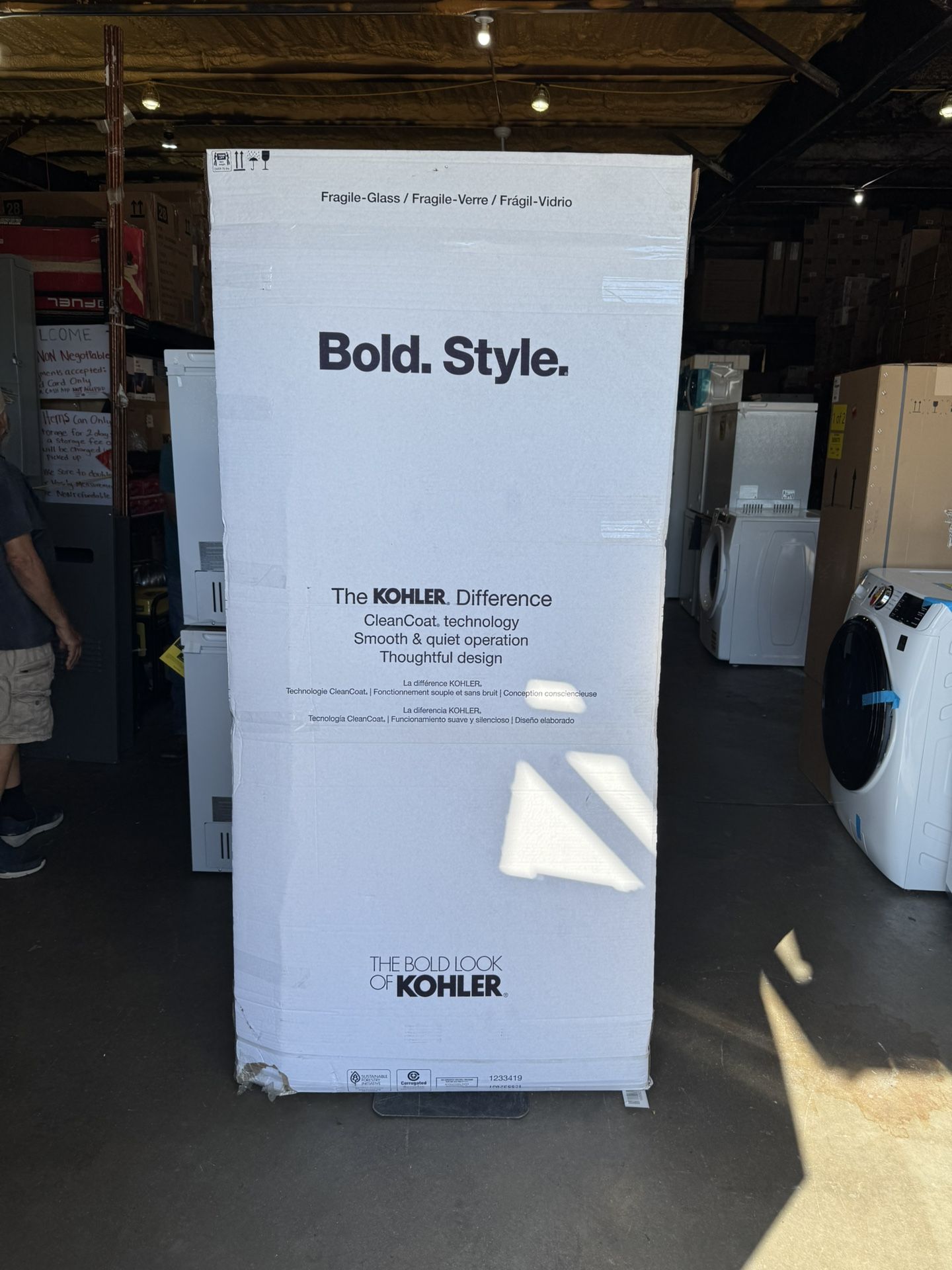 KOHLER Levity 56 60 in. W x 74 in. H Frameless Sliding Shower Door in Silver with 1/4 in. Thick Crystal Clear Glass