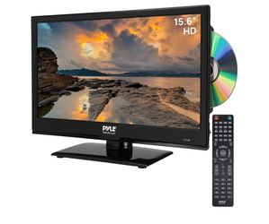 Pyle 15.6" LED Flat Screen TV, 1080p Small TV for RV, Car & Home, HDMI, RCA, Slot-in DVD Combo, 12/24V Adapter, Wall Mountable Television w/Remote, Ma