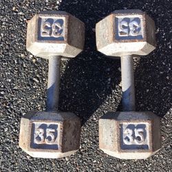 2-35lbs Cast Iron Hex Dumbbells