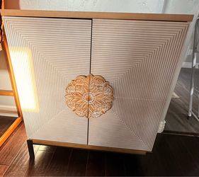 Two-Door Cabinet with Carved Floral Detail