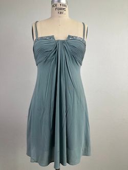 Teal Blue Embellished Pleated Mini Dress Spaghetti Strap