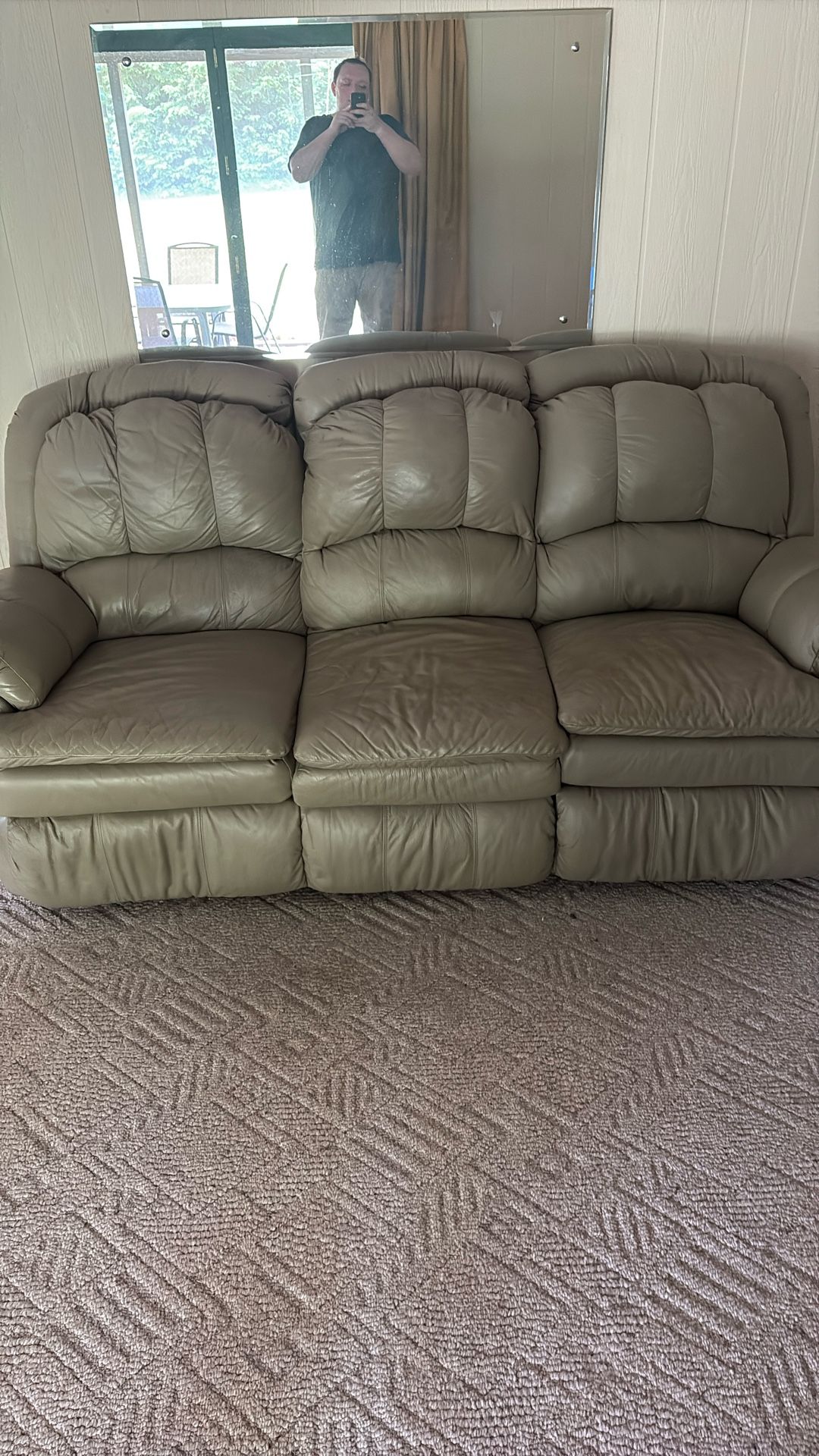 Beige Leather Sofa