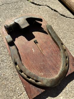 Brass Horse Shoe And Hammer Head