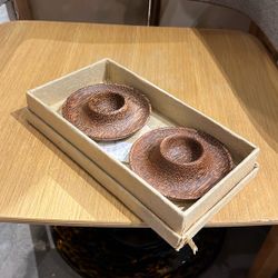 Banana Wood Candleholder a pair - #330