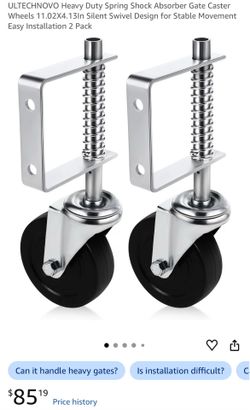Heavy Duty Spring Shock Absorber Gate Caster Wheels 11.02X4.13In Silent Swivel Design for Stable Movement Easy Installation 2 Pack