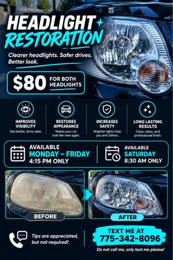 Headlight Restoration – $80 for Both Headlights 🚘