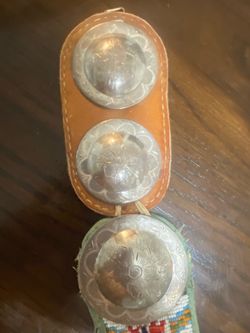 Vintage Handmade southwestern beaded .925 plated silver conchos
