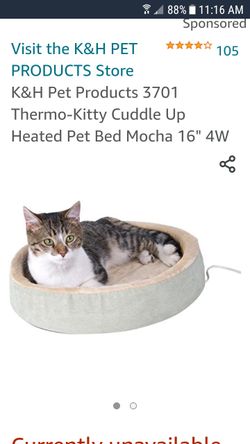K&H Pet Products 3701 Thermo-Kitty Cuddle Up Heated Pet Bed