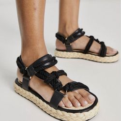 Rope espadrilles sandals in black ASOS size 6