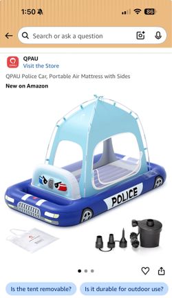 NEW Sealed Kids Inflatable Police Car Bed Tent w/ Electric Pump