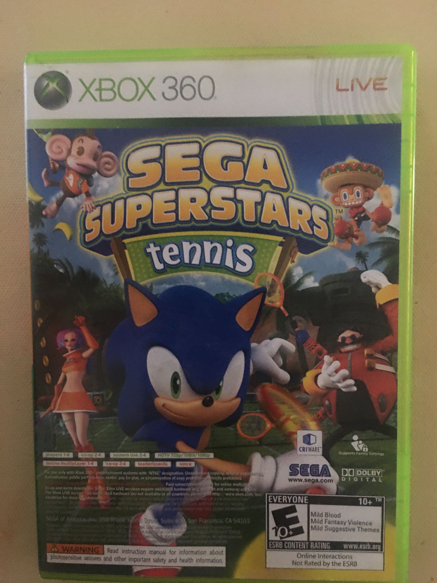 Xbox 360 sega superstar tennis with arcade bundle