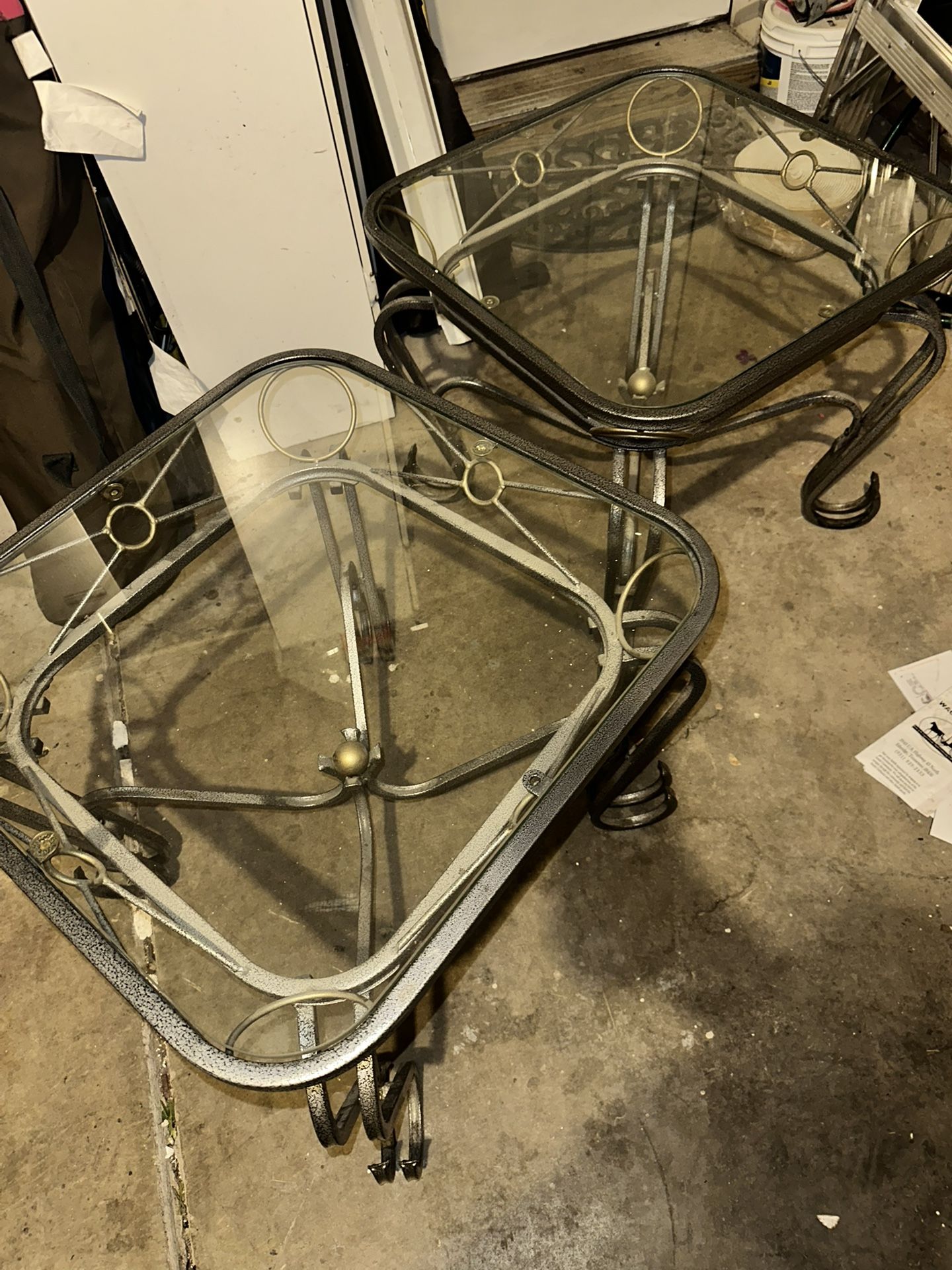Set of Two Glass End Tables