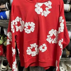 Red denim tears hoodie