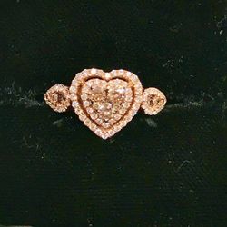 LeVian 14k Rose Gold Heart Shaped Ring with Chocolate Diamonds - Anniversary, Engagement, Wedding. Birthday 
