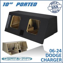 black 10" dual ported solobaric sub box, fits 06-26 dodge charger