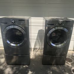 LG Washer & Dryer Set, both With Storage Compartment 