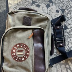 Linksoul Canvas & Leather Crossbody / Shoulder Bag – Olive Green