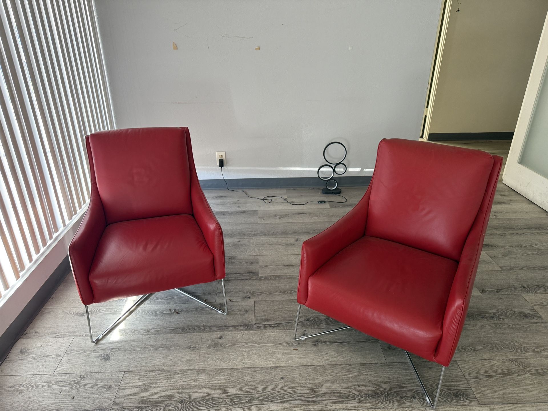 Two Red Accent Chairs
