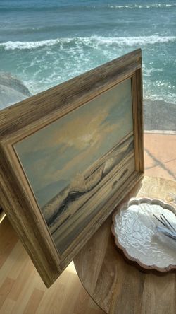 Beach coastal oil painting signed 32x28