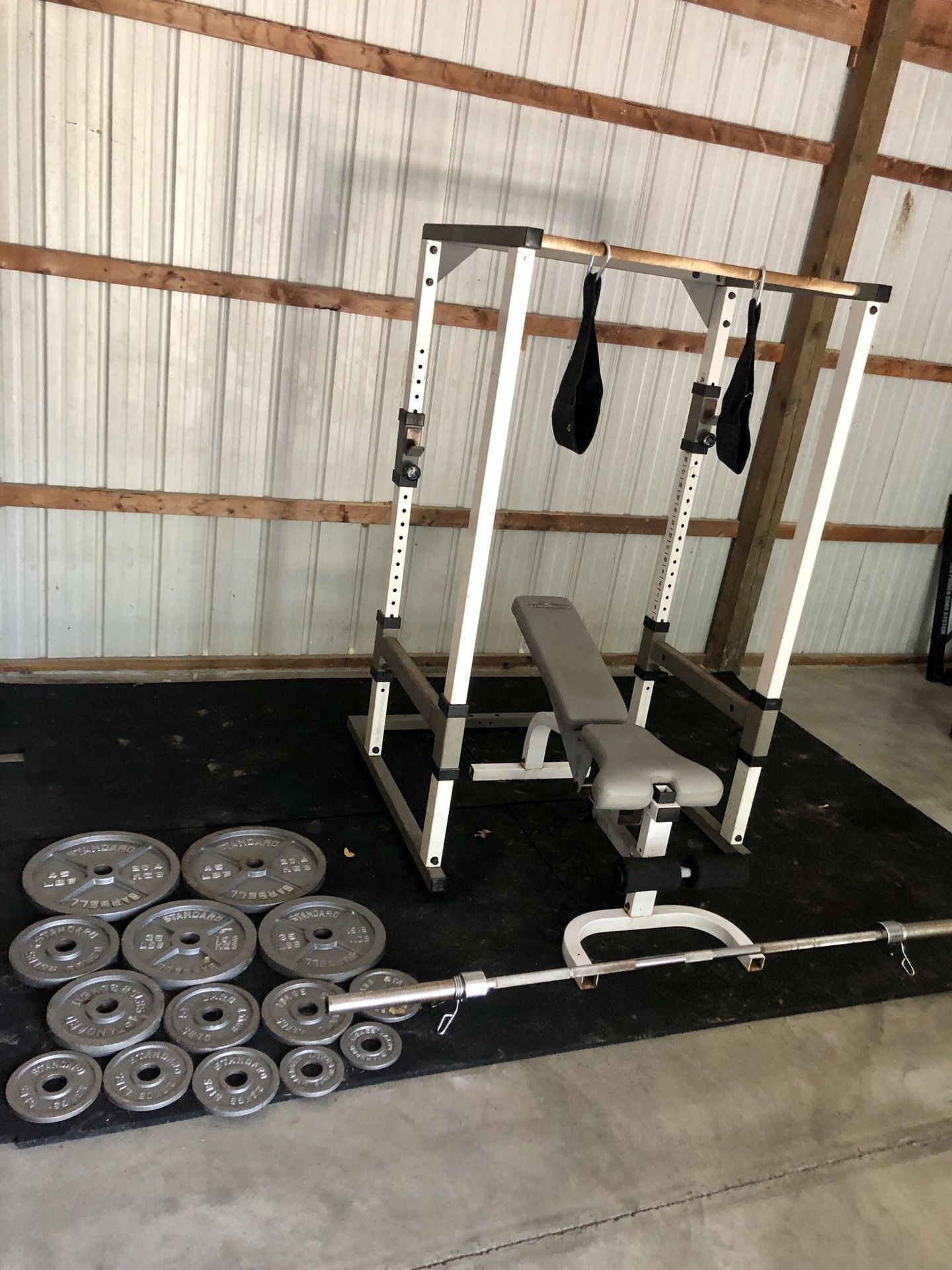 Tuff stuff power cage weight set bench and squat 300lbs
