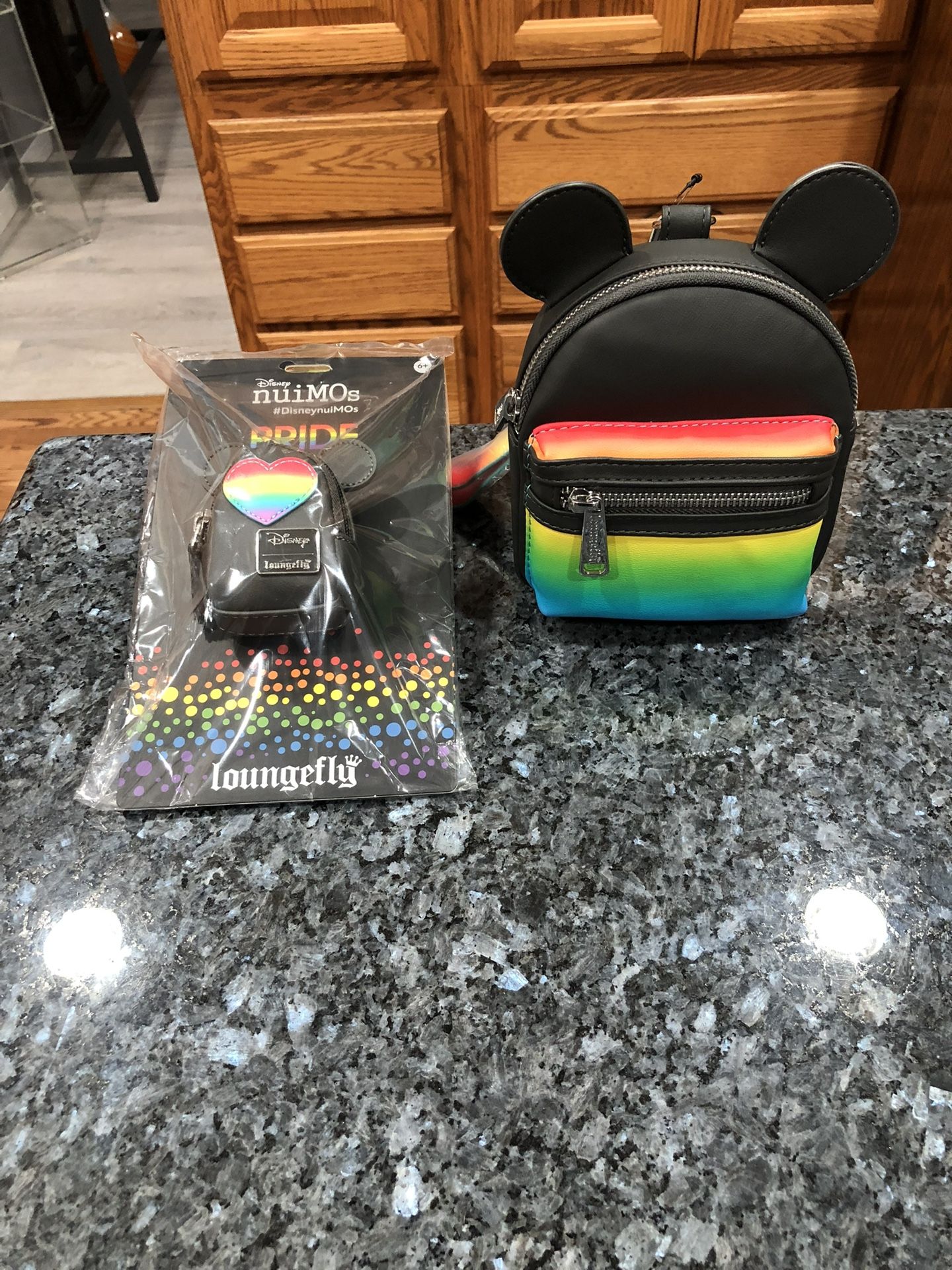 Disney lot of two items:  Disney Parks Pride Collection Mickey Mouse Loungefly Wristlet Brand New With Tags .  Size 6 inches tall with ears 7 1/2 inch
