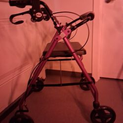 Walker DRIV BRAND /MEDICAL WALKER PREMIUM 🛞Wheels 🛞 Great  Brakes METALLIC RUBY Red  GOOD WHEELS! 