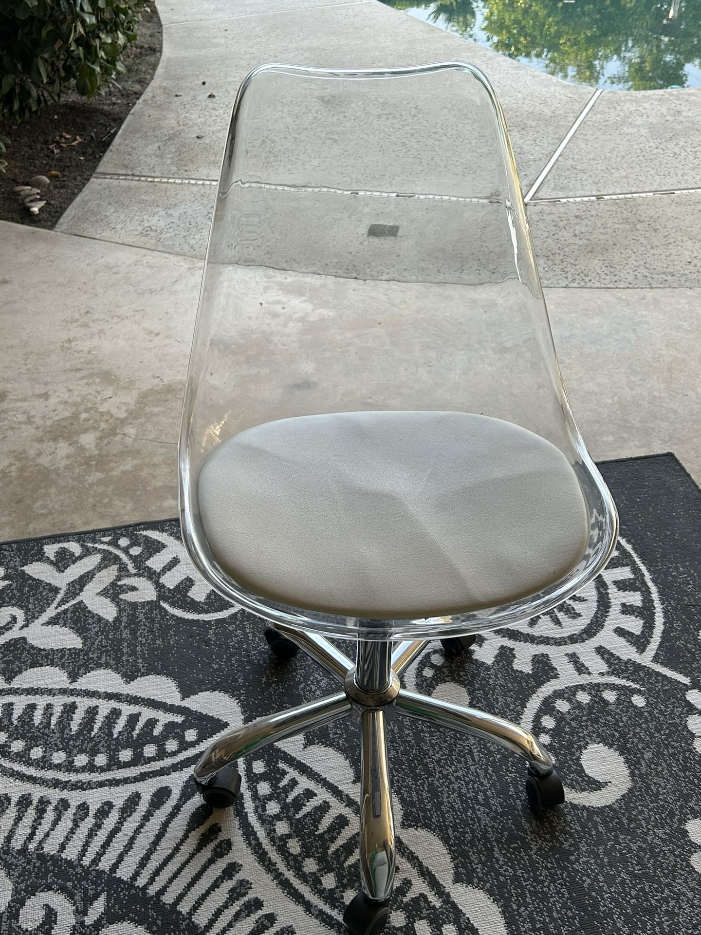 Clear Adjustable Height Rolling Desk Chair