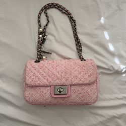 Karl Lagerfeld Pink Tweed Shoulder Bag
