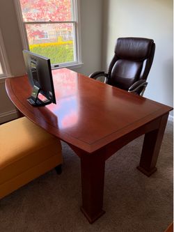 Cherry Executive Desk and Credenza- will deliver!
