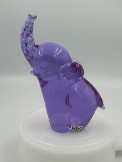 Hand Blown Purple Glass, Swedish Konstglas Elephant Figurine, Paperweight