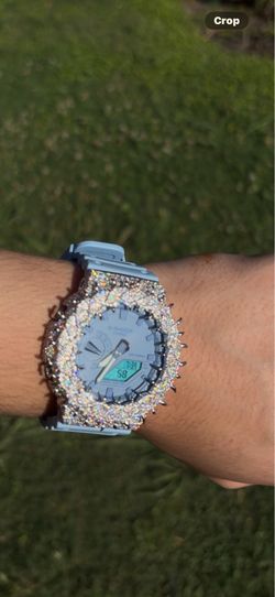 GA-2100 Gshock moissanite light blue