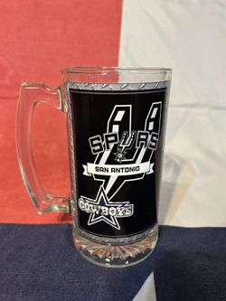 Spurs Cowboys glass mug 