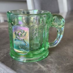 Imperial Glass Green Carnival Story Book Elephant Child’s Mug Nursery Rhymes