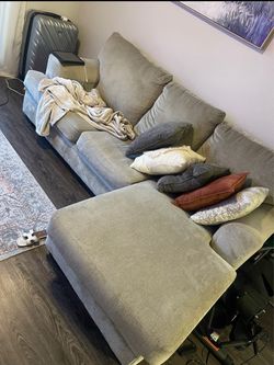 Brown Fabric Sectional Sofa with Chaise