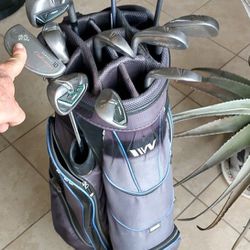 Women's Complete Golf Club Set. TaylorMade Irons. Putter Hybrid Driver Bag And Caddy