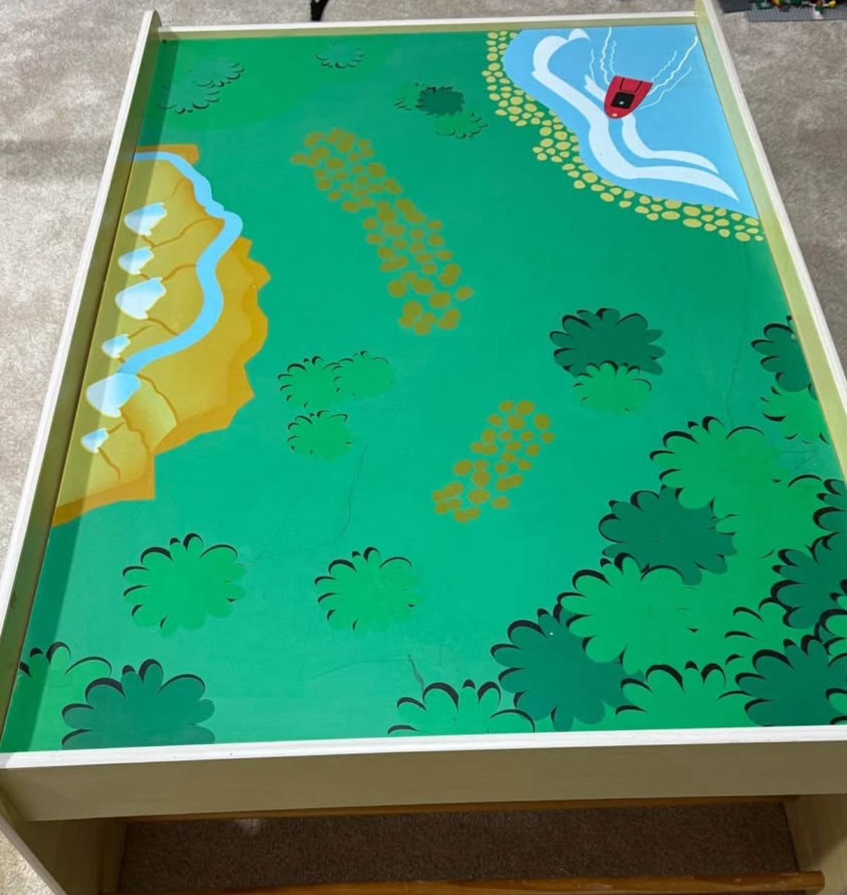 Kids’ Wooden Activity / Train Table with Storage Bins