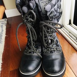 Coach Monogram Lace Up Boots Size 8B