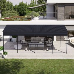 12x20 FT Heavy Duty Metal Carport With Galvanized Steel Roof With Enhanced Base Outdoor Car Port Shelter for Cars, Trucks and Boats