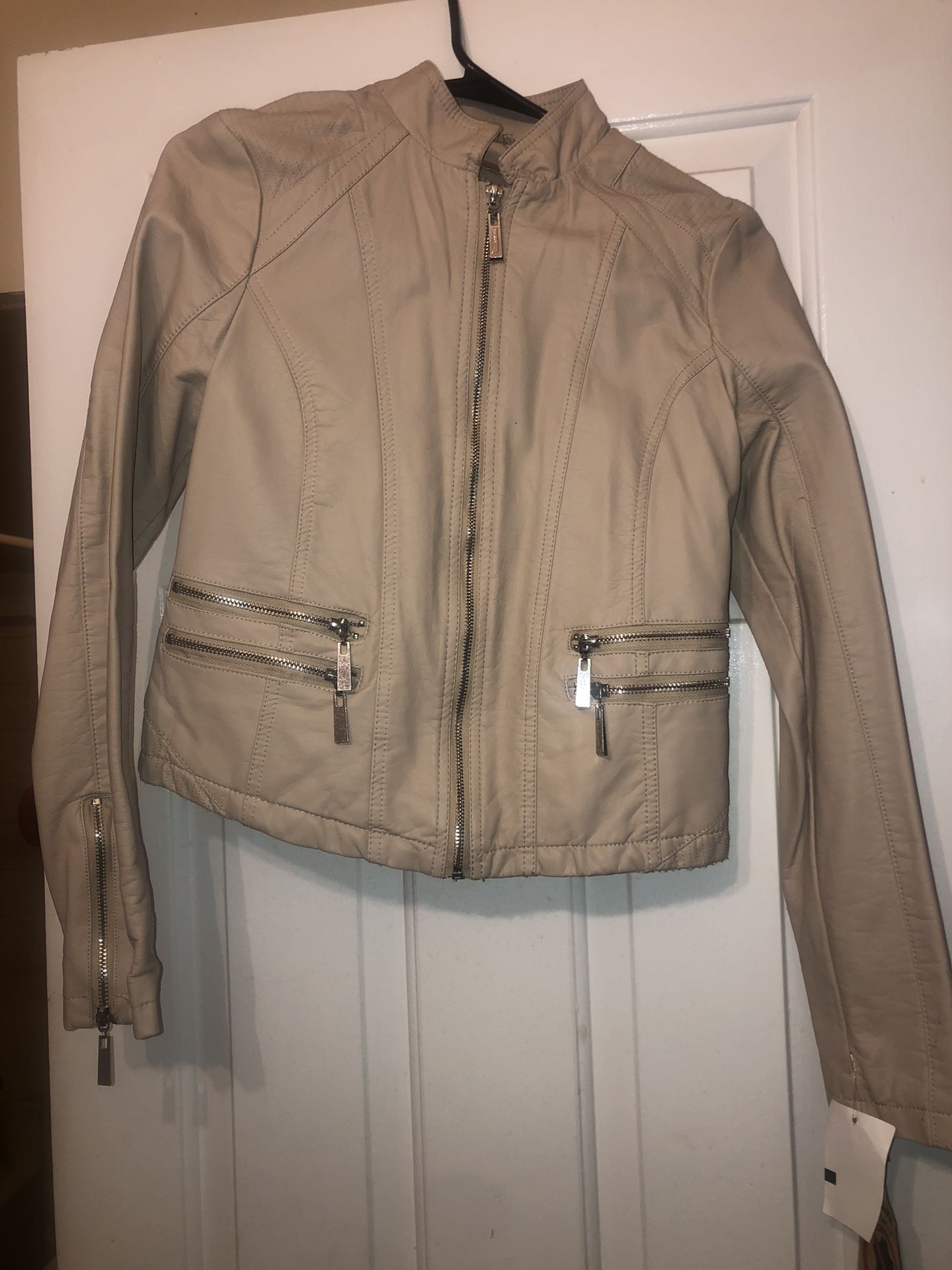 Tan, Vegan Leather Coat