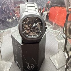 Philipp Plein Skeleton Spectre Automatic Black Ion-Plated Bracelet Watch | 42mm | PWRAA0423