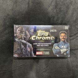 2025 TOPPS CHROME MARVEL STUDIOS FACTORY SEALED HOBBY BOX