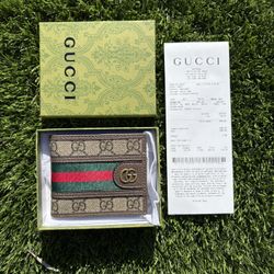 Gucci Supreme Ophidia Wallet Brown Leather With Stripes WITH BOX